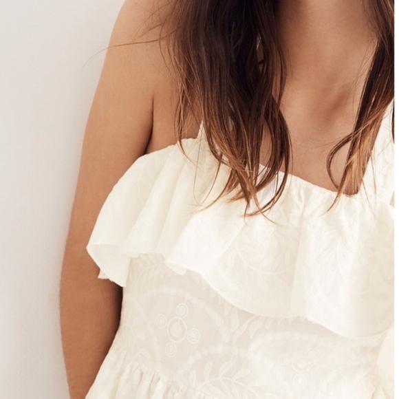 Madewell Embroidered Apron Ruffle Dress Sz 8 - Picture 6 of 7